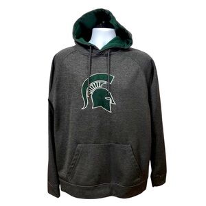 Michigan State Spartans Hoodie Sweatshirt Dark Gray Green Logo size Large